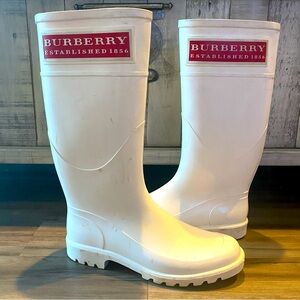 White Burberry Rain Boots